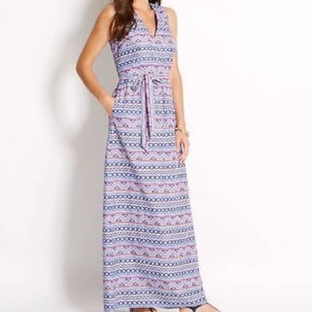 Vineyard Vines Blue and Pink Patterned Maxi Dress - Picture 1 of 11